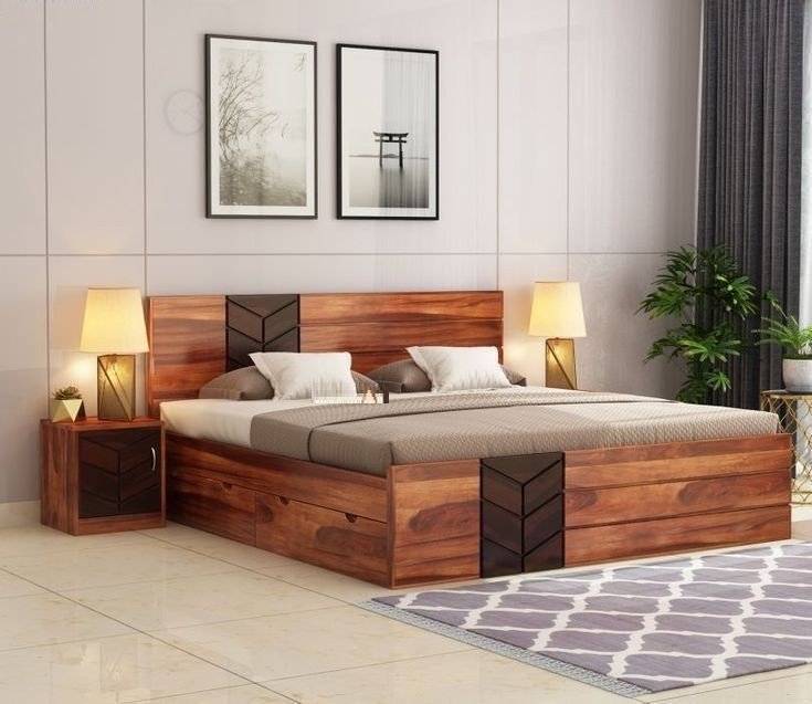 SOLID WOOD BED WITH BOX STORAGE (KING SIZE -78